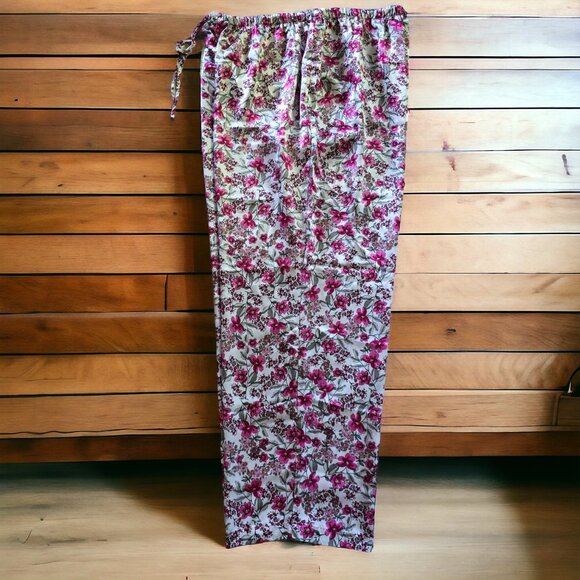 NWOT ADONNA ( 1X ) 2PC Satin Pink Floral Short Sleeve/Long Pants Pajamas - Picture 5 of 7